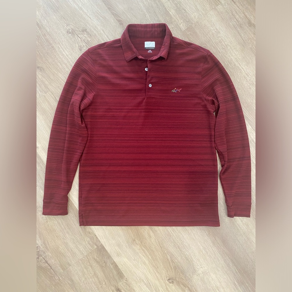 Greg Norman long sleeve shark logo polo medium